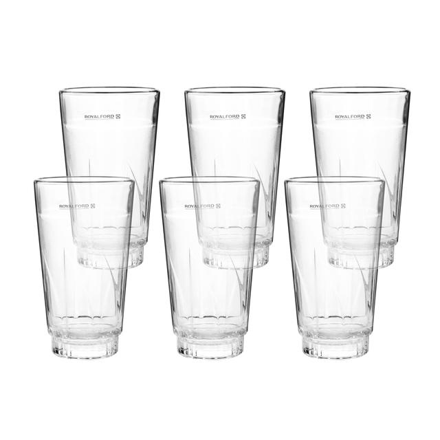 Royalford RF2654-GT6 6Pcs 375ml Glass Tumbler - Portable Lightweight Transparent Water Cup Drinking Glass | Ideal for Party Picnic BBQ Camping Garden | Serve Water Wine Whisky Drinking & More - SW1hZ2U6NDAzNDE3