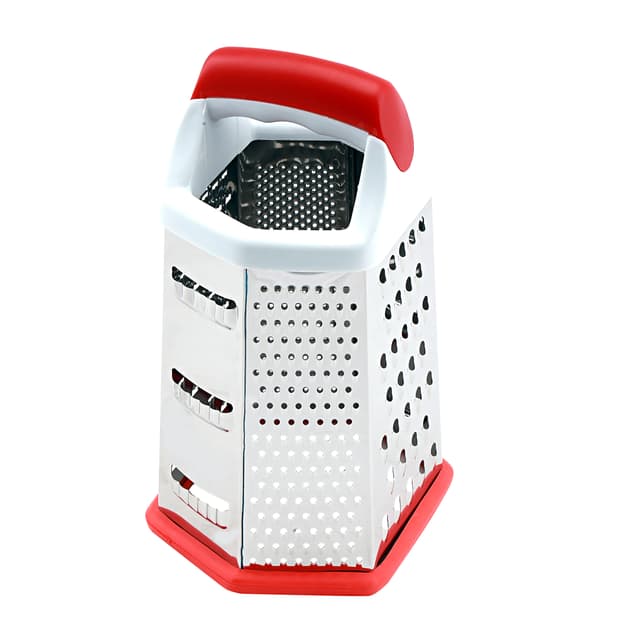 مبشرة ستانلس ستيل 6 اوجه احمر رويال فورد Royalford Stainless Steel Grater - 6 Slided Hand Held Grater/Slicer/Chopper/Zester For Vegetables - 171288