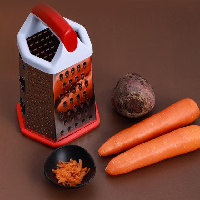 Royalford Stainless Steel Grater - 6 Slided Hand Held Grater/Slicer/Chopper/Zester For Vegetables - SW1hZ2U6Mzg5ODc5