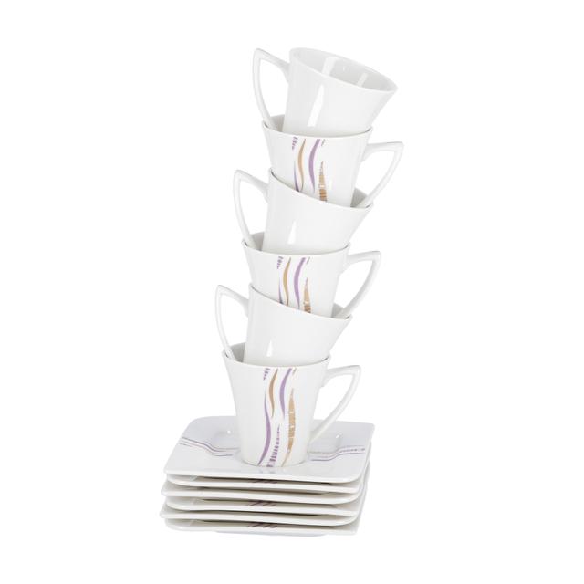 طقم فناجين القهوة بأطباق مربعة 12 قطعة من رويال فورد Royalford Bone China Square Cup & Saucer Set