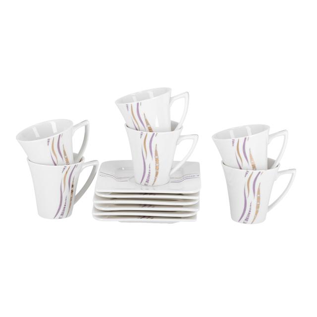 طقم فناجين القهوة بأطباق مربعة 12 قطعة من رويال فورد Royalford Bone China Square Cup & Saucer Set