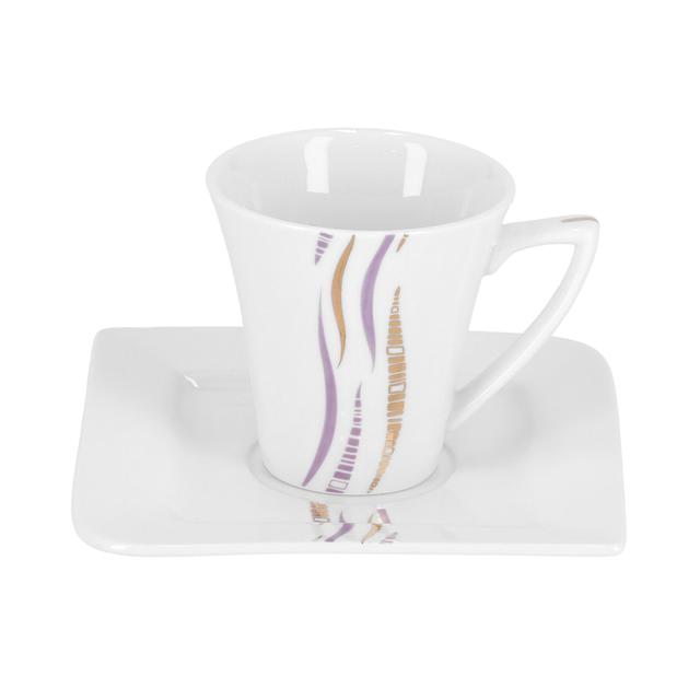 Royalford RF4306 12PCS Bone China Square Cup & Saucer Set - Ideal for Daily Use - Non-Toxic, Ecologically Tasteless, Smooth Surface, Translucent, Comfortable Grip and Lightweight - SW1hZ2U6NDIzMDMw