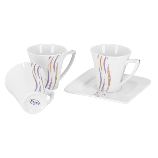 طقم فناجين القهوة بأطباق مربعة 12 قطعة من رويال فورد Royalford Bone China Square Cup & Saucer Set
