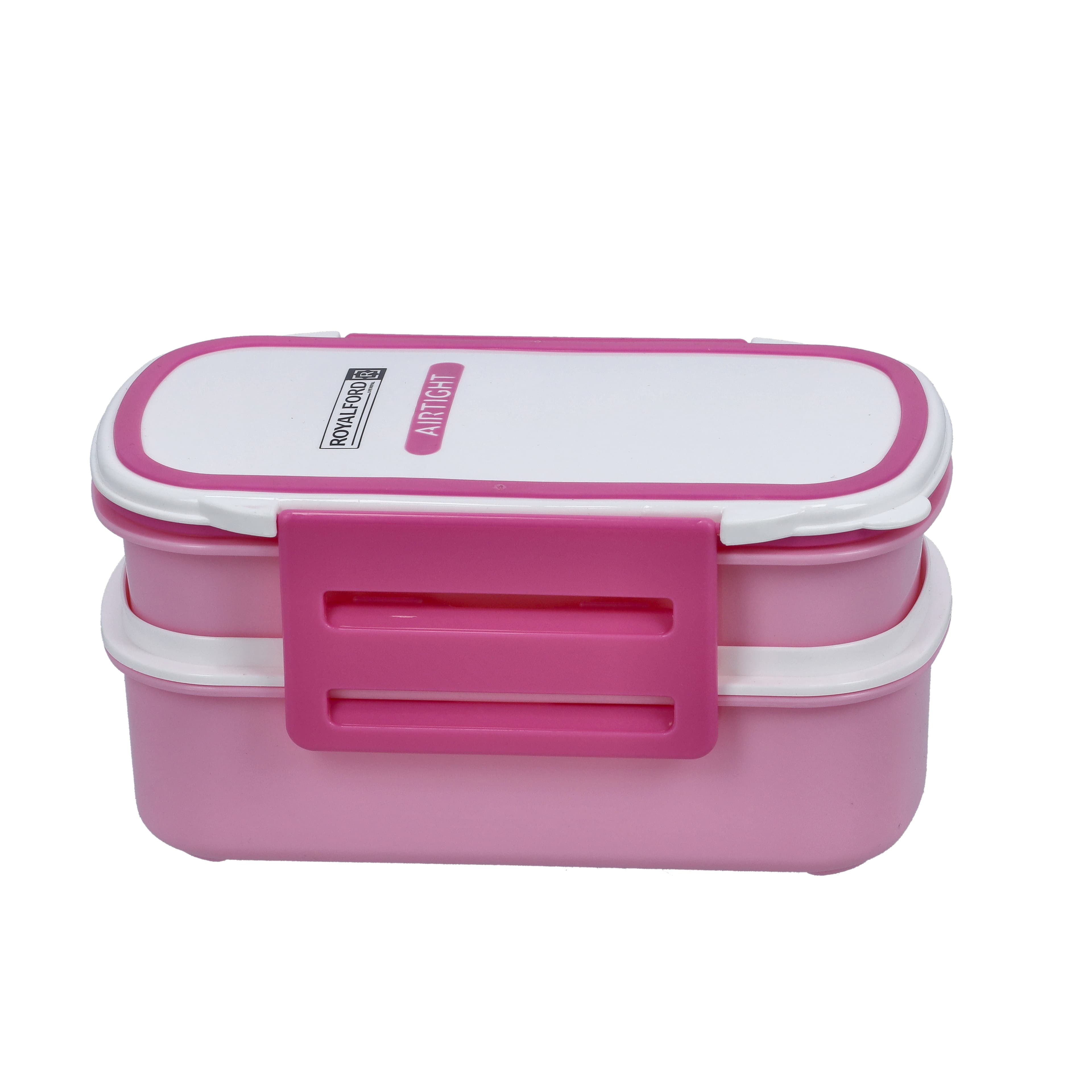 Royalford Double Layer Air Tight Lunch Box - 2 Compartment Leak-Proof & Airtight Lid Food Container