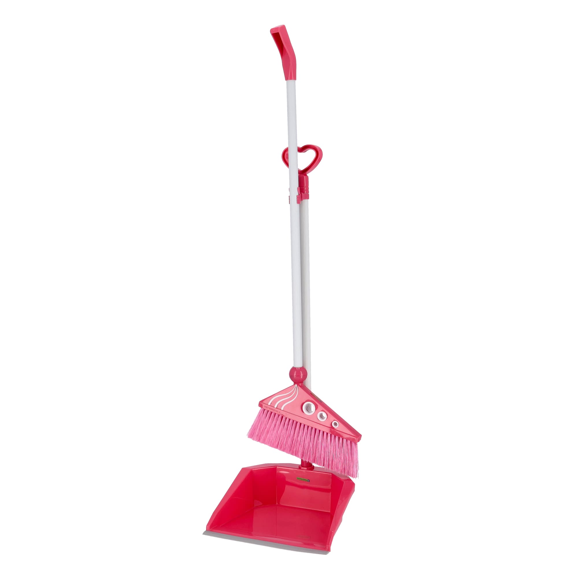 Royalford RF4477PN Plastic Broom with Dustpan Set - Hand Broom with Synthetic Stiff Bristles - Broom Set Having Frayed and Angled Tips - Cleaning Tool Perfect for Home or Office Use