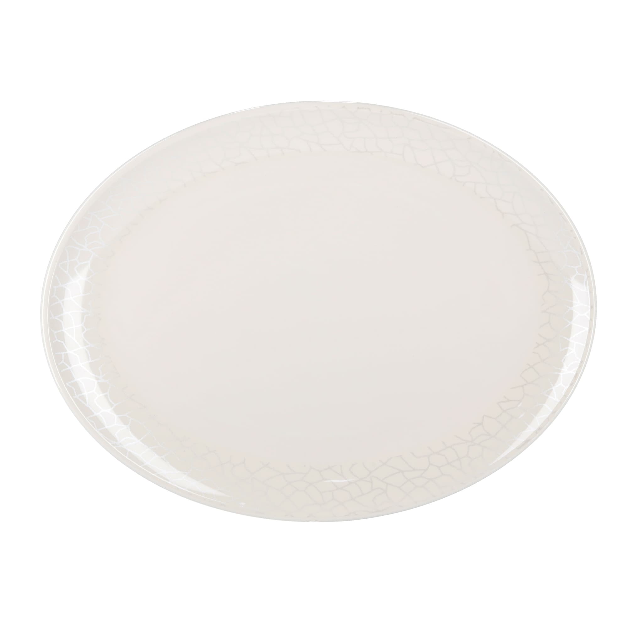 Royalford Melamine White Pearl Oval Plate,16 Inch