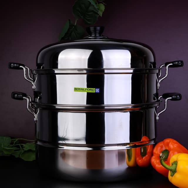 Royalford 9L 2 Layer Stainless Steel Steamer - Steamer Pot, Heat Resistant With Durable & Comfortable