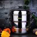 Royalford 9L 2 Layer Stainless Steel Steamer - Steamer Pot, Heat Resistant With Durable & Comfortable