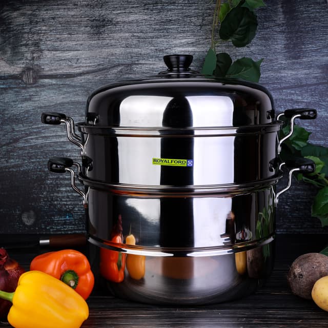 Royalford 9L 2 Layer Stainless Steel Steamer - Steamer Pot, Heat Resistant With Durable & Comfortable