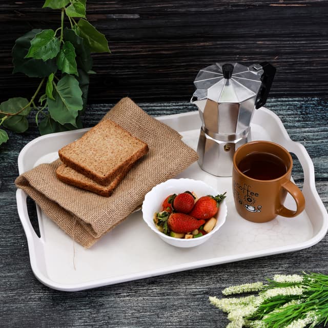 Royalford 17.5" Melamine Ware Handle Tray - Comfortable Handle,Serving Tea Coffee Tray - 176774