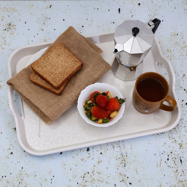 Royalford 17.5" Melamine Ware Handle Tray - Comfortable Handle,Serving Tea Coffee Tray - 176776