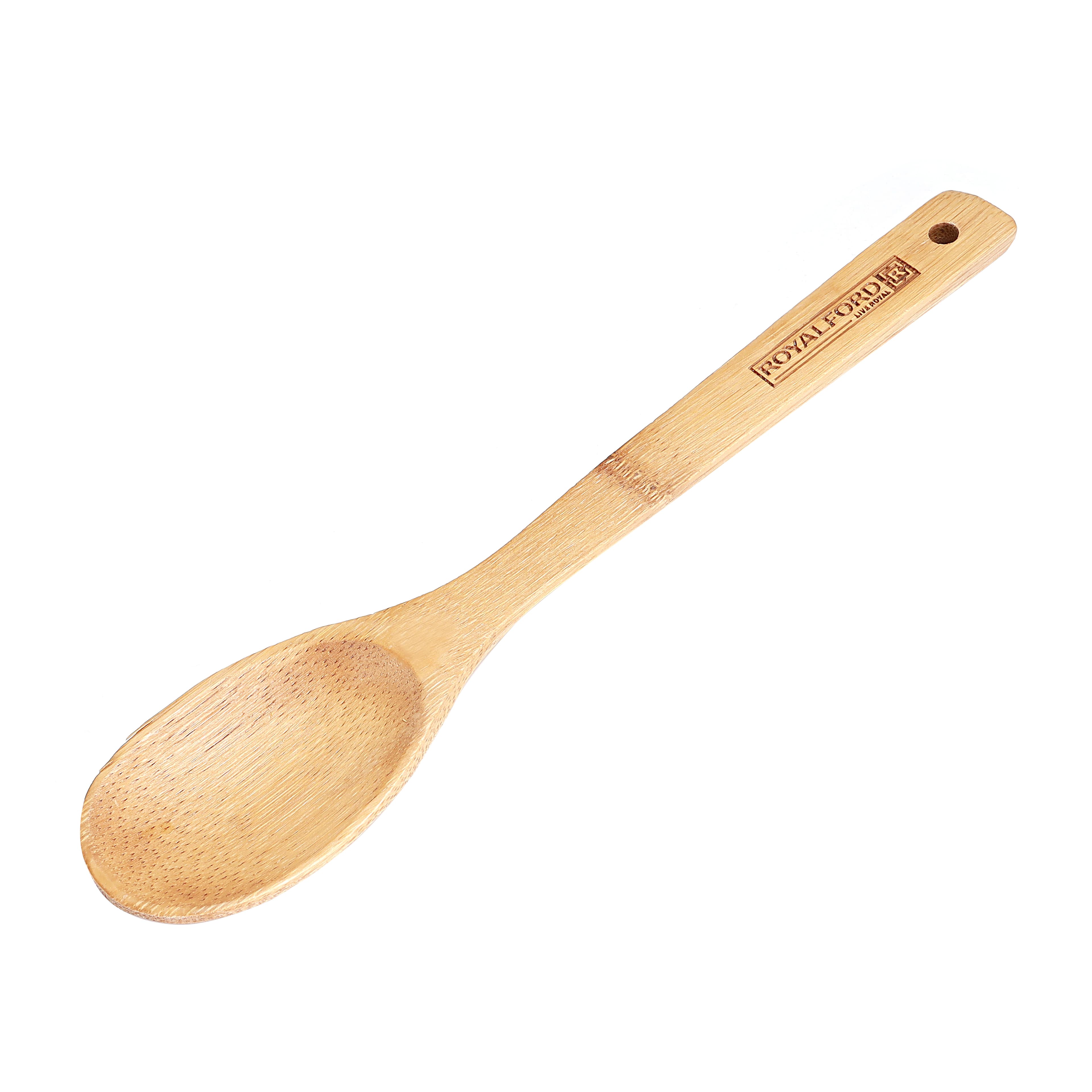 Royalford Bamboo Serving Spoon - Heat Resistant Soft Grip Spoon Handle, Bamboo, Cooking And Baking