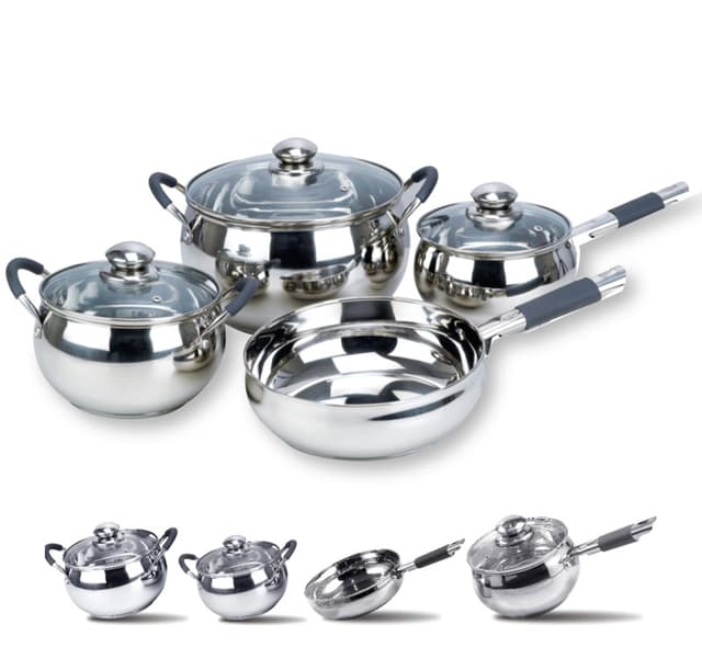 مجموعة القدور من ستانلس ستيل عدد 4 من رويال فورد Casserole Saucepan Pots With Lids And Frypan - 172387