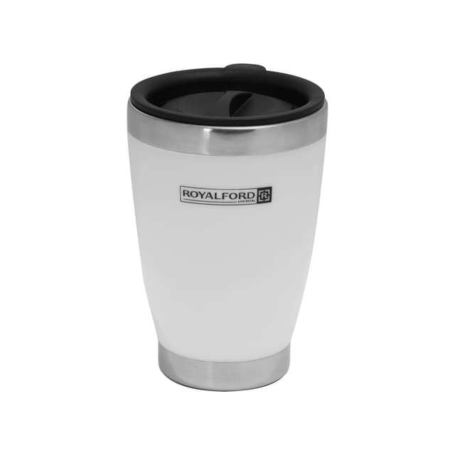 Royalford 14Oz Travel Stainless Steel Mug - Coffee Mug Tumbler With Handle & Compact Lid For Travel - 163488