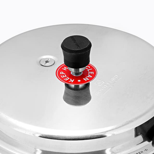 Royalford 10L Aluminium Induction Base Pressure Cooker - Lightweight & Durable Cooker With Lid, Cool - 167868