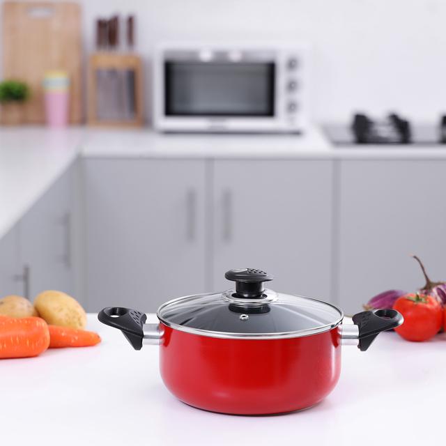 Royalford Non-Stick Ceramic Casserole With Glass Lid 30 Cm- Durable Non-Stick Coating, High-Quality - SW1hZ2U6MzcxODE1