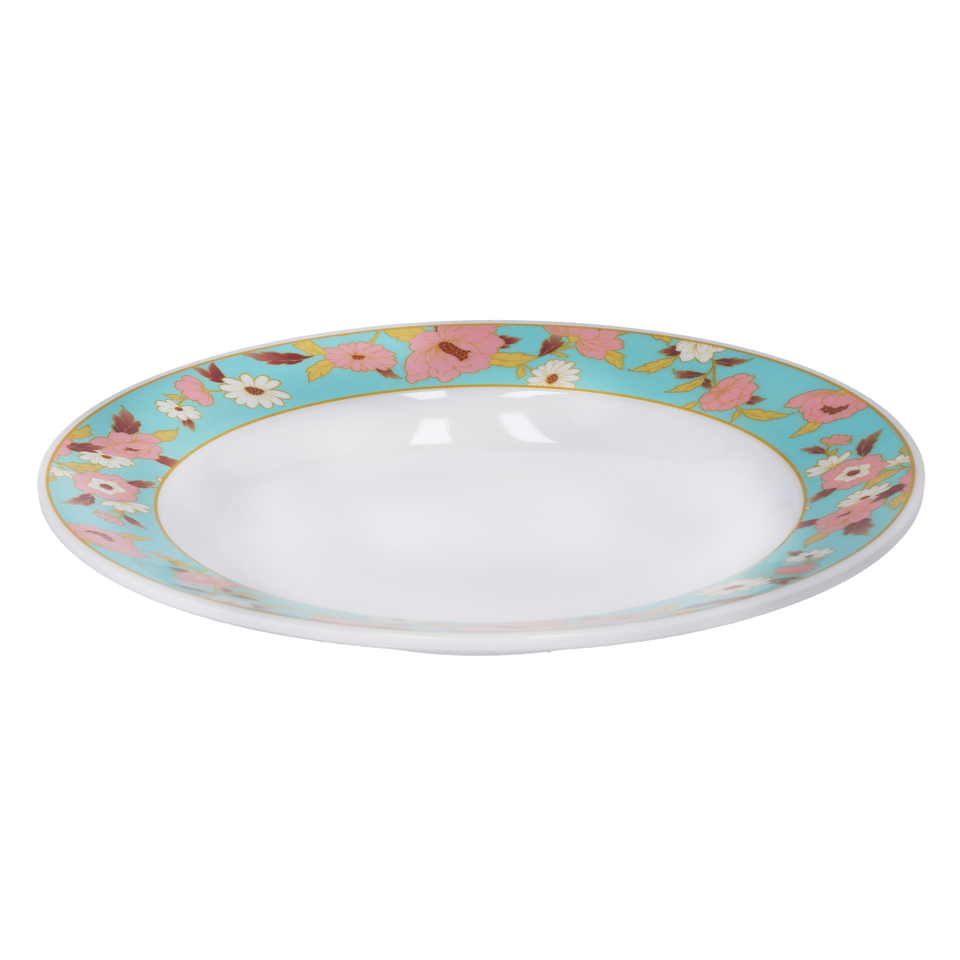 Royalford 10" Melamine Ware Deep Plate With Floral Design - Soup Plates Pasta Plates