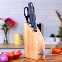 Royalford 5Pcs Kitchen Tool Set - Potable Block, Stainless Steel, Black, 3 Piece Knife, Kitchen - SW1hZ2U6NDAwMDY5