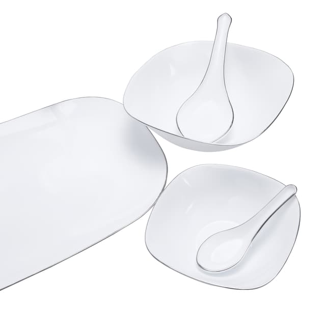 طقم السفرة من الأوبال الأبيض رويال فورد Royalford Opal Ware Soft Square Dinner Set36 Pcs