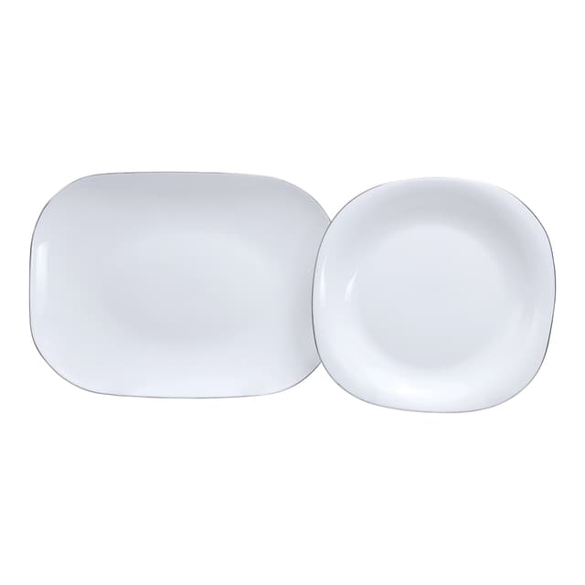 طقم السفرة من الأوبال الأبيض رويال فورد Royalford Opal Ware Soft Square Dinner Set36 Pcs