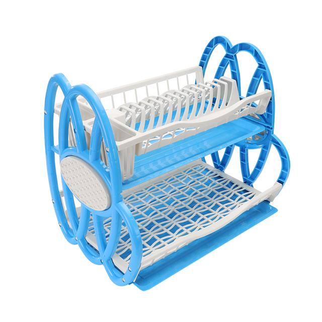 Royalford 2 Tiered Kitchen Dish Drainer Drying Rack - Multi-Purpose Draining Board With Drip Tray - SW1hZ2U6Mzk0NjA5