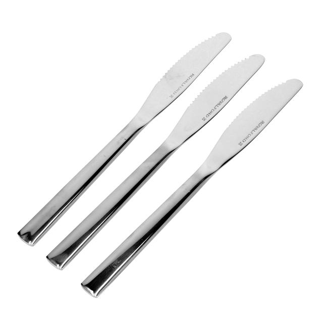 Royalford 3Pcs Stainless Steel 4Mm Dinner Knives - Steel Cutlery Set For Home And Kitchen Dishwasher - SW1hZ2U6MzcxMzM0