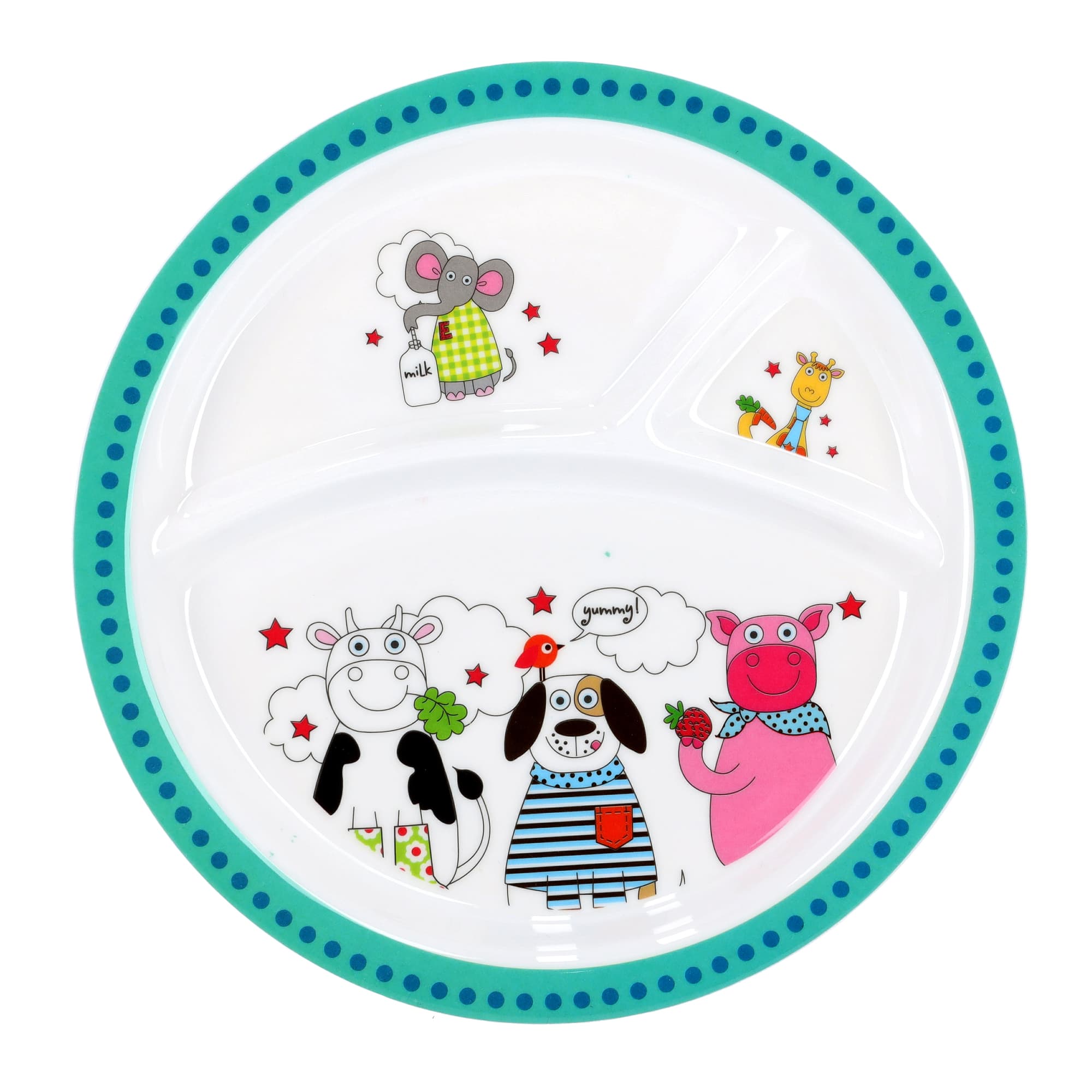 Royalford Melamine Ware 3-Section Round Baby Plate, 21.3X2 Cm