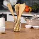 Royalford 4 Pieces Carbonized Bamboo Kitchen Tools - Turner,Spaghetti,Slotted Turner & Spoon - 177142