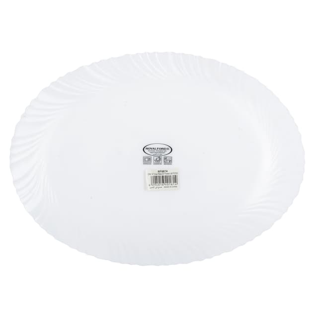 Royalford 14" Opal Oval Plate With Art Flower Design - Pasta Plates
