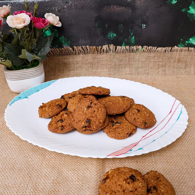 Royalford 14" Opal Oval Plate With Art Flower Design - Pasta Plates