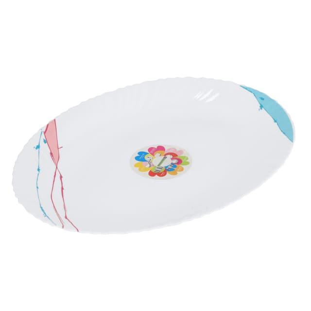 Royalford 14" Opal Oval Plate With Art Flower Design - Pasta Plates