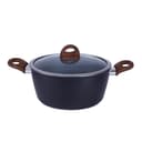 Royalford Aluminium Casserole Cookware Set with Glass Lids 9Pcs | Induction safe Pots & Pans with Non-Stick Marble Coating | Stock Pots with Tempered Glass Lid & Strong Wooden Handles -