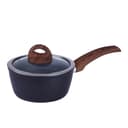 Royalford Aluminium Casserole Cookware Set with Glass Lids 9Pcs | Induction safe Pots & Pans with Non-Stick Marble Coating | Stock Pots with Tempered Glass Lid & Strong Wooden Handles -