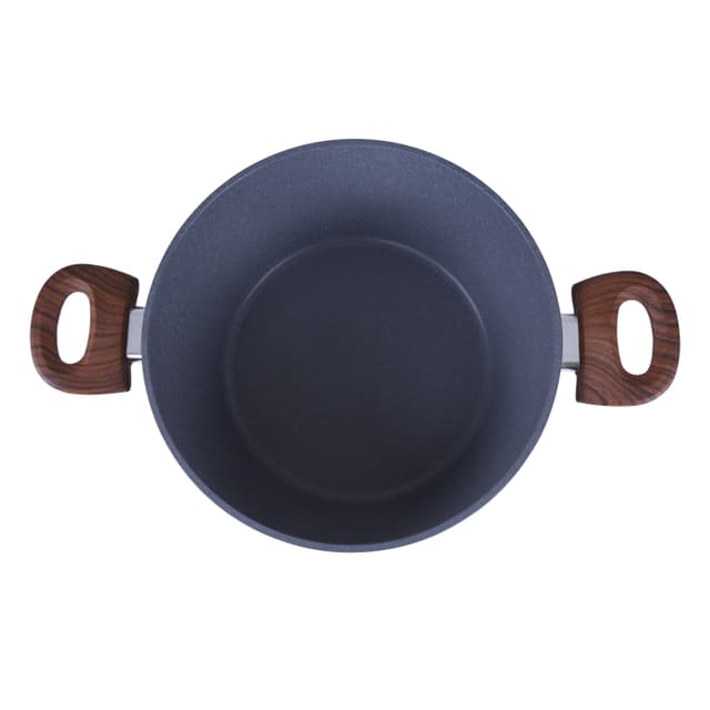 Royalford Aluminium Casserole Cookware Set with Glass Lids 9Pcs | Induction safe Pots & Pans with Non-Stick Marble Coating | Stock Pots with Tempered Glass Lid & Strong Wooden Handles -