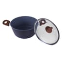 Royalford Aluminium Casserole Cookware Set with Glass Lids 9Pcs | Induction safe Pots & Pans with Non-Stick Marble Coating | Stock Pots with Tempered Glass Lid & Strong Wooden Handles -