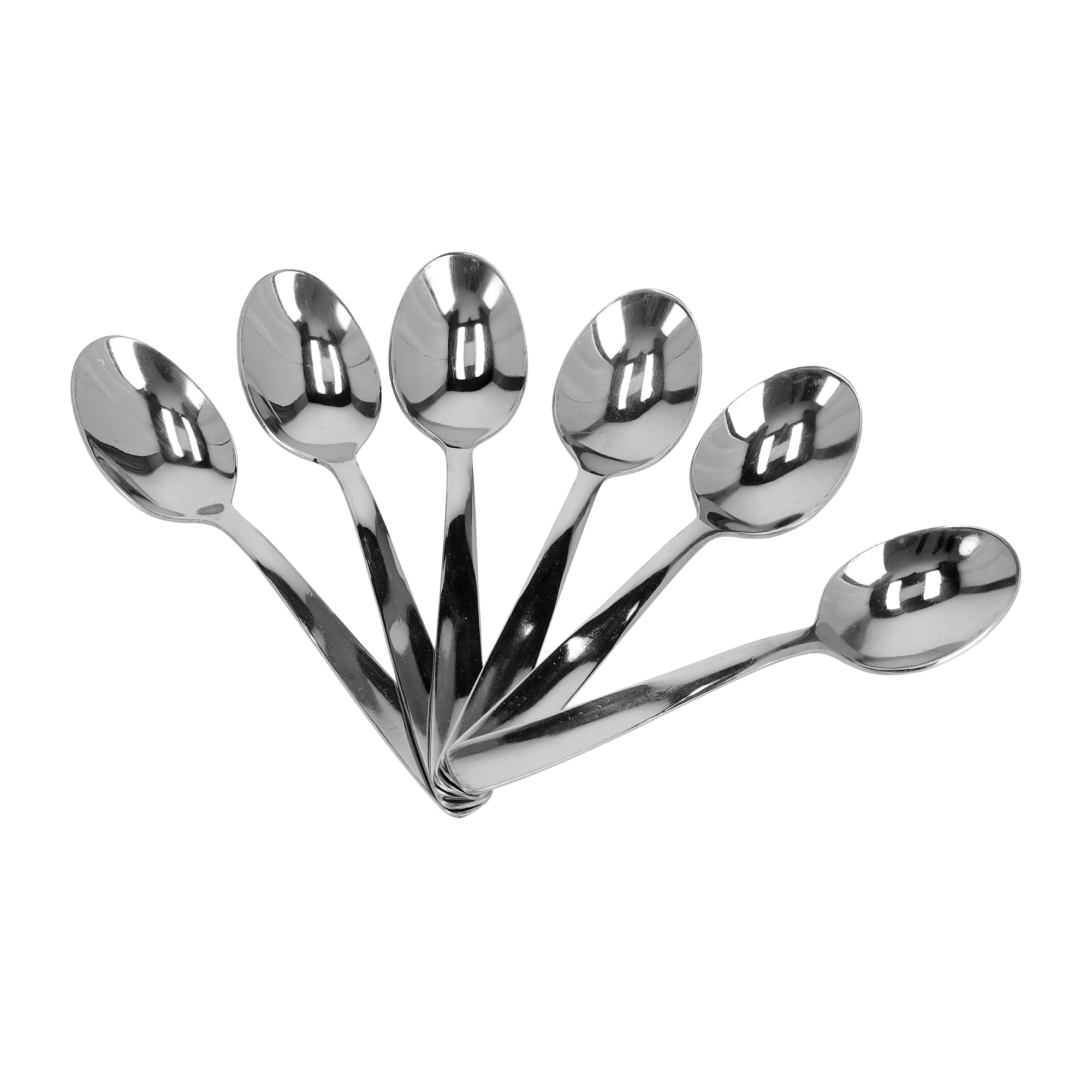 Royalford 6Pcs Stainless Steel Tea Spoon - Plain Pattern Cutlery, Dishwasher Safe, Mirror Polished