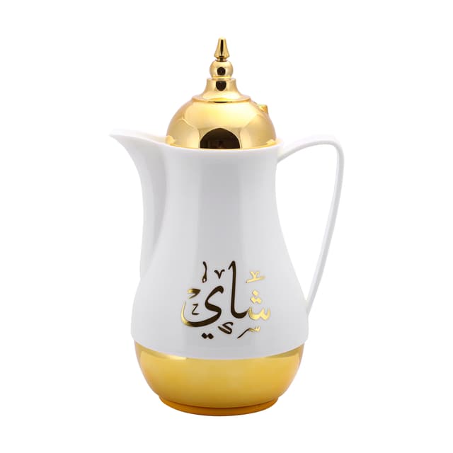 دلة قهوه صغيره عدد 2 1 لتر أبيض وذهبي رويال فورد Royalford White And Gold 1L 2 Pieces Vacuum Flask - 176198