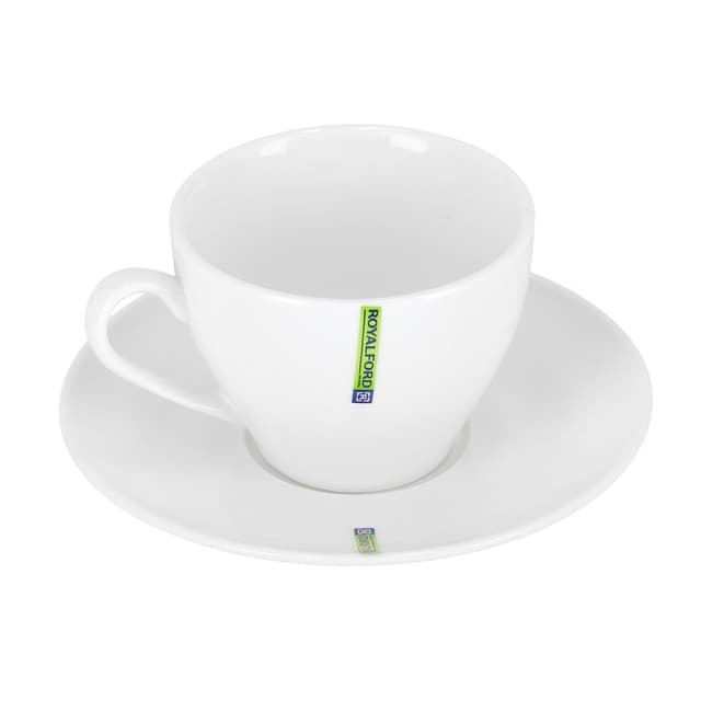 طقم فناجين بورسلين مع صحون عدد 2 أبيض Royalford - 2Pcs Porcelain Cup & Saucer Set