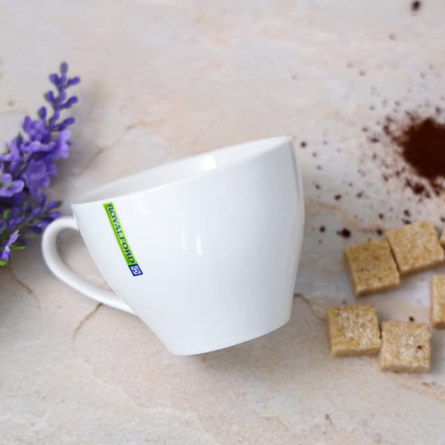 طقم فناجين بورسلين مع صحون عدد 2 أبيض Royalford - 2Pcs Porcelain Cup & Saucer Set