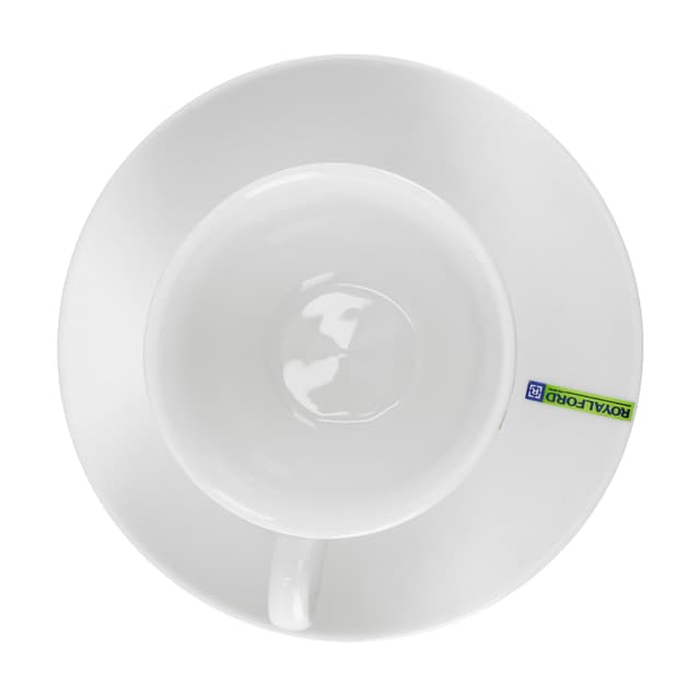 طقم فناجين بورسلين مع صحون عدد 2 أبيض Royalford - 2Pcs Porcelain Cup & Saucer Set