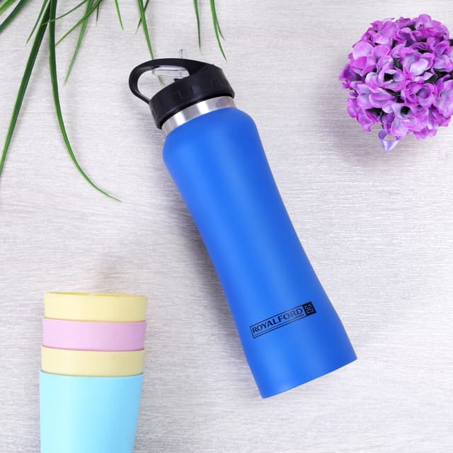 حافظة مياه رياضية ستانلس - 750 مل - أسود Stainless Steel Sports Water Bottle - Royalford - 176922