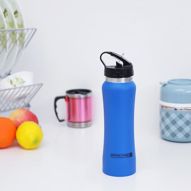 حافظة مياه رياضية ستانلس - 750 مل - أسود Stainless Steel Sports Water Bottle - Royalford - 176921