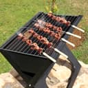 Royalford 12Pcs Bbq Kebab Skewers - Wooden Handle Stainless Steel Metal Skewers - 30 Cm Twisted