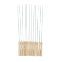 Royalford 12Pcs Bbq Kebab Skewers - Wooden Handle Stainless Steel Metal Skewers - 30 Cm Twisted