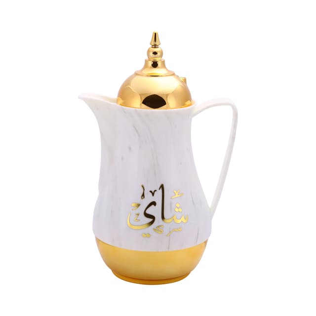 ابريق شاي ( 2 قطعة ) 1 لتر - ابيض Royalford -  Marble Tea & Cawa Set