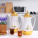 ابريق شاي ( 2 قطعة ) 1 لتر - ابيض Royalford -  Marble Tea & Cawa Set