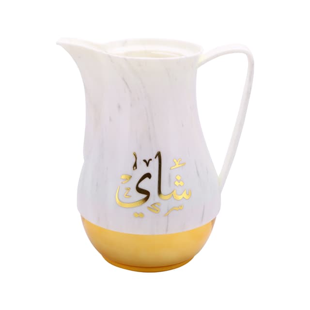 ابريق شاي ( 2 قطعة ) 1 لتر - ابيض Royalford -  Marble Tea & Cawa Set