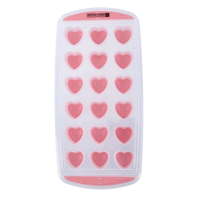 قالب ثلج شكل قلب مع غطاء زهري Royalford - Ice Tray with Lid/Pink - 285634