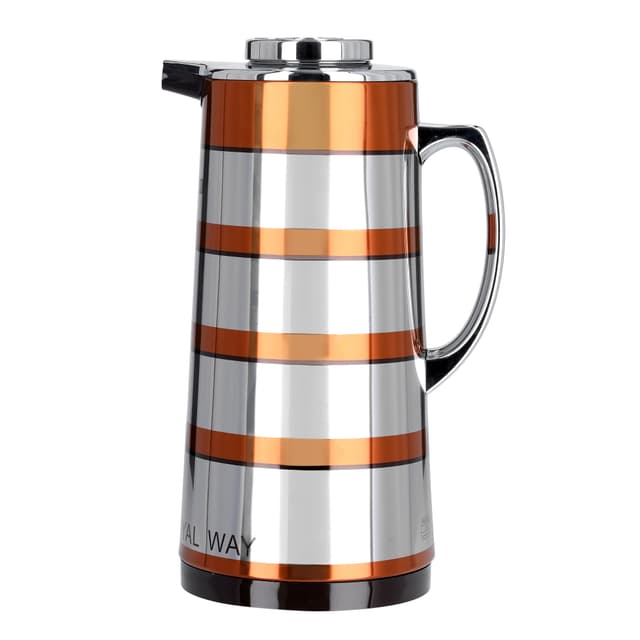 دلة قهوة حافظة للحرارة بسعة 1.6 لتر ذهبي | Royalford 1.6L Double Wall Golden Figured Vacuum Flask