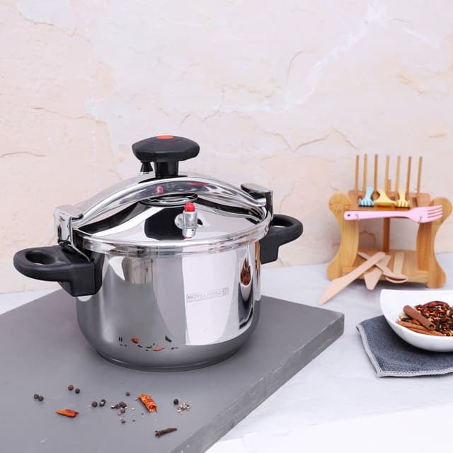 طنجرة ضغط 5 لتر ستانلس ستيل من رويال فورد Royalford Stainless Steel Pressure Cooker - 186616